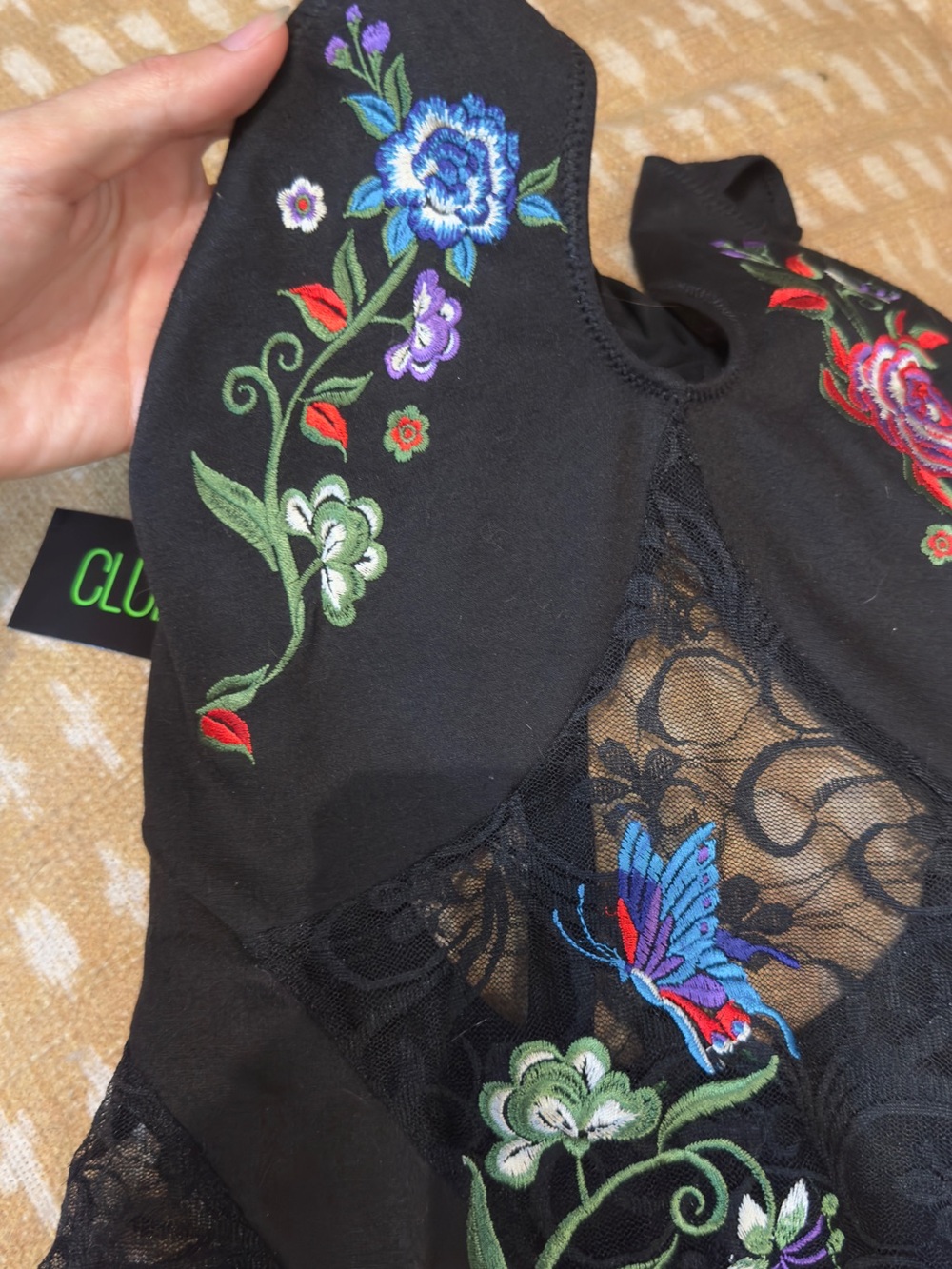 Dolls Kill  Club Exx Black romper  Floral Lace Halter Chemise - Picture 5 of 5
